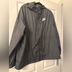 Nike Trajectory Jacket Women XL Black Hooded Windbreaker Full Zip